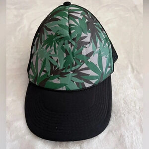 Marajuana Cannabis Hat Cap Trucker Hat One Size Adjustable Snap Back Mesh